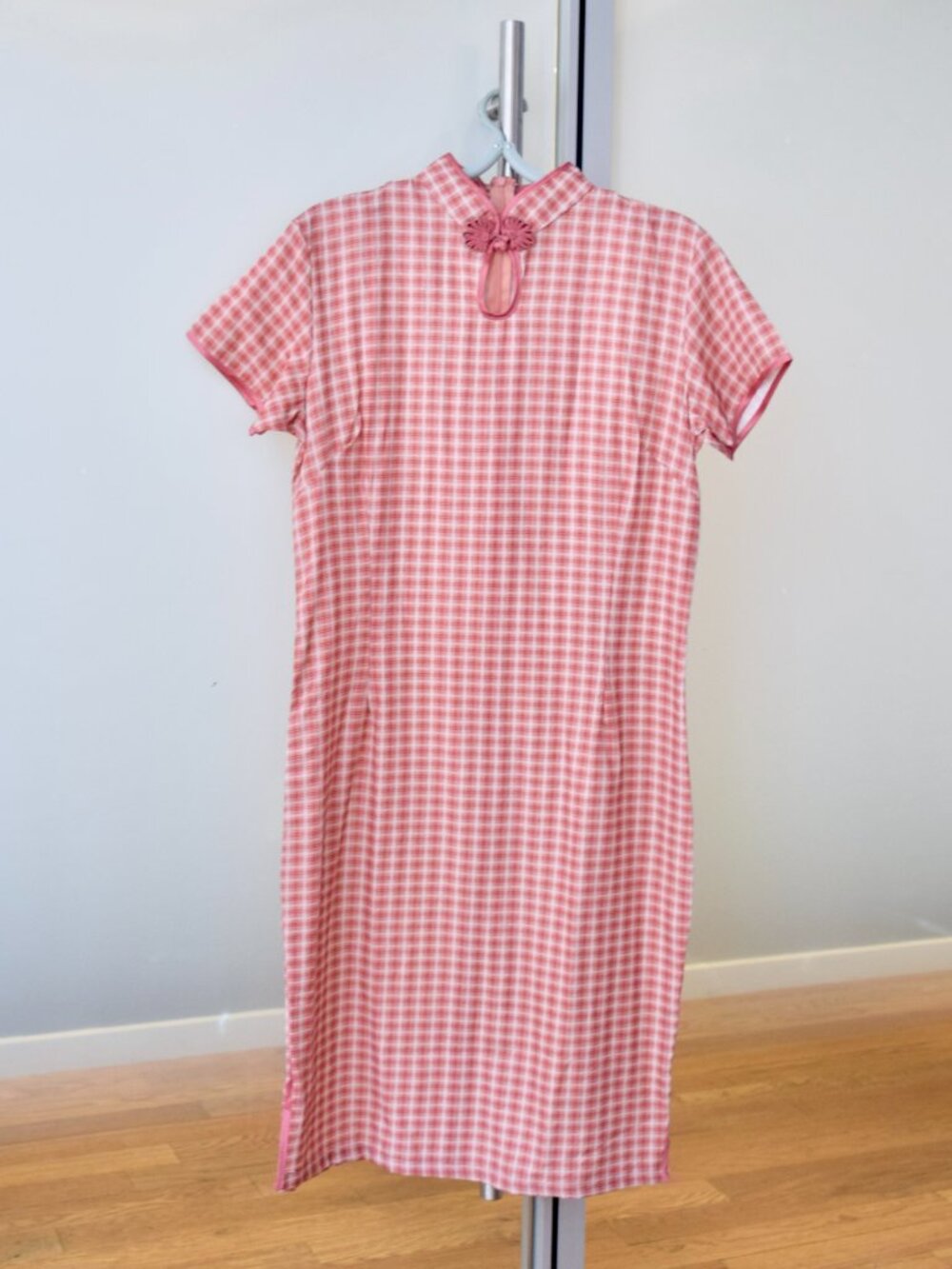Pink White Plaid Qipao Dress - Chinese Traditional Cheongsam